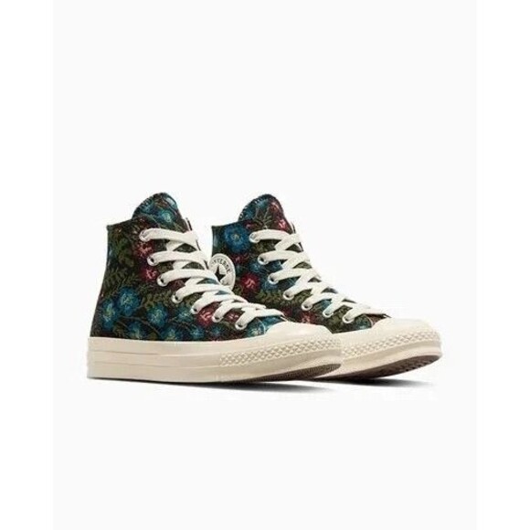 Women Converse Chuck Taylor 70 Floral Tapestry  Shoes Black White Green Size 8 - Picture 1 of 6